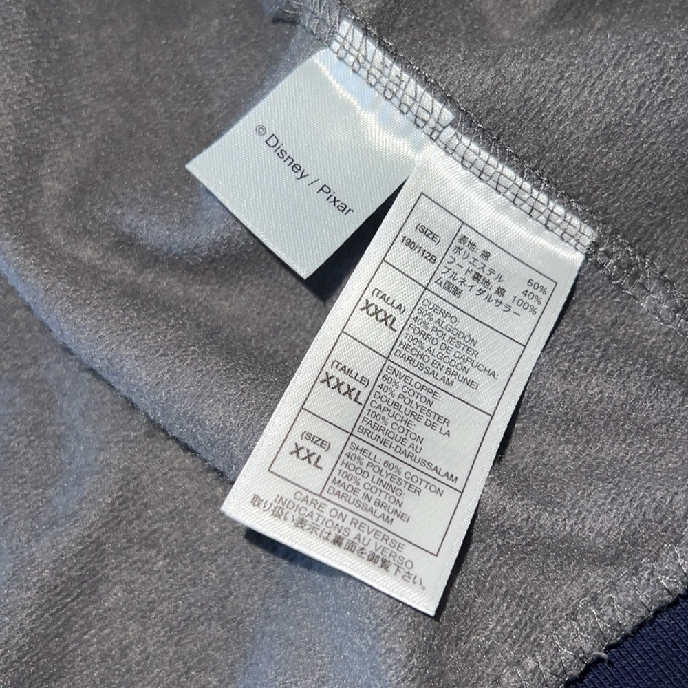 DISNEY PIXAR HOODIE BLUE & GREY WORLD OF PIXAR XXL. NEVER WORN NWOT - Picture 13 of 14